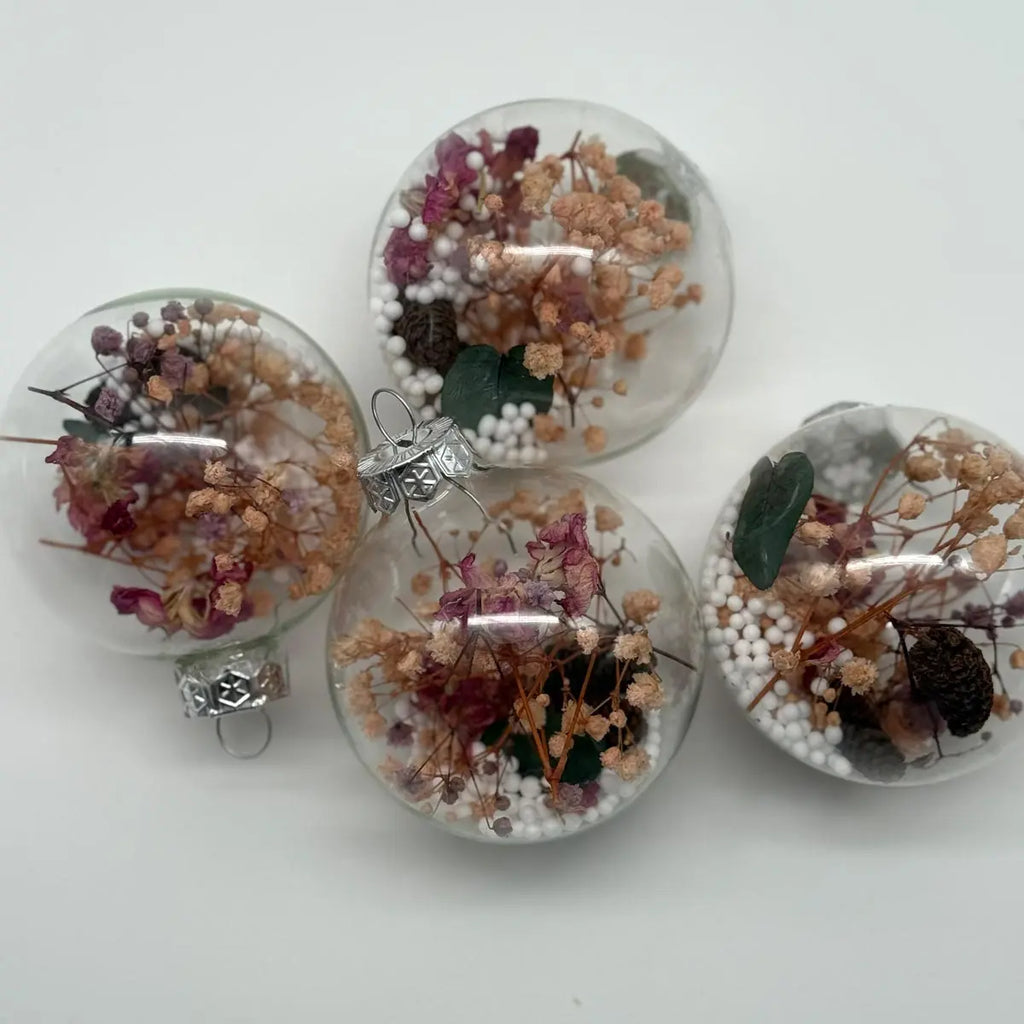 4 Boules de noël fleurs séchées