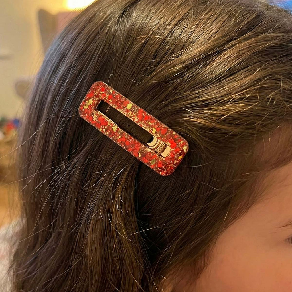 Lot de 2 barrettes Résine paillettées