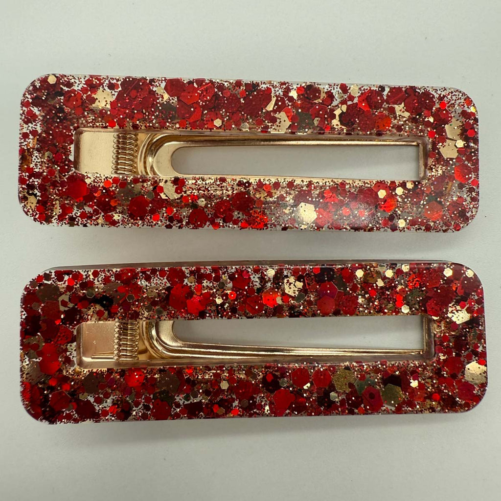 Lot de 2 barrettes Résine paillettées