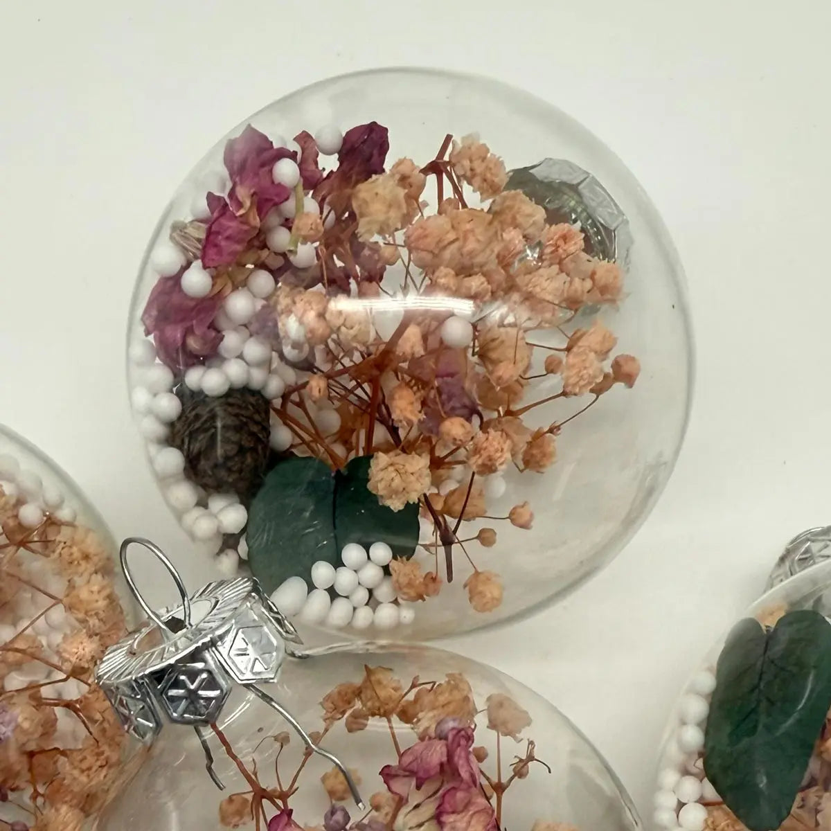 4 Boules de noël fleurs séchées