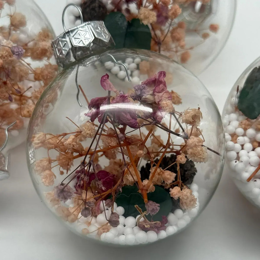 4 Boules de noël fleurs séchées