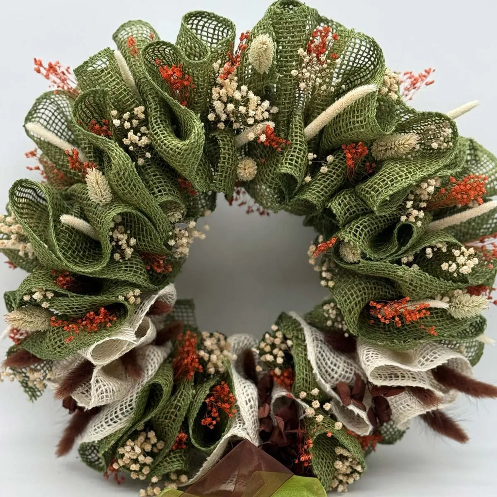 Couronne fleurs séchées ton automne